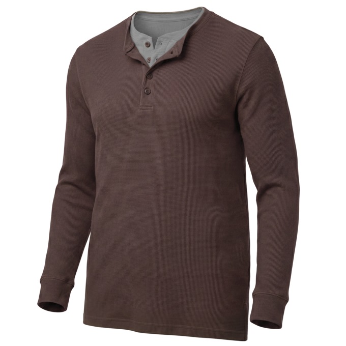 Men's Thermal Cotton-Blend Henley, , large