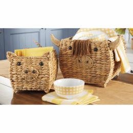 Set of 2 Figural Farm Animal Baskets, , large