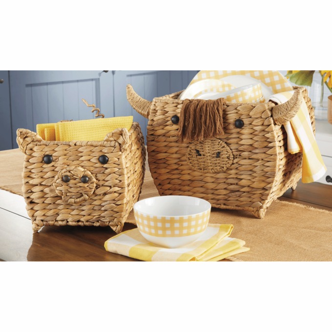 Set of 2 Figural Farm Animal Baskets, , large