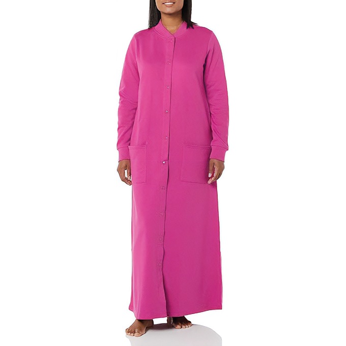 Solid Snap Front Robe, , large