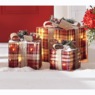 Set of 3 Lit Plaid Gift Boxes, , large