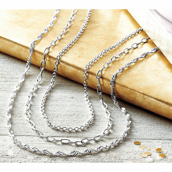 3-Piece Moderate Chain Necklace Set, Sterling Silver, large