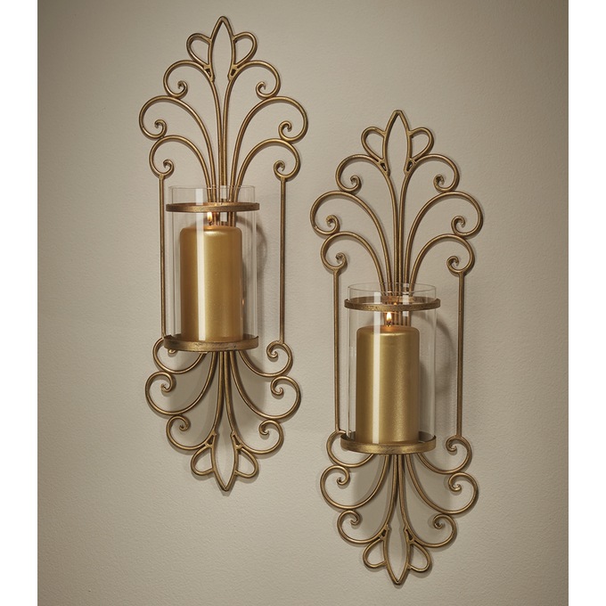 Set of 2 Monte Cristo Golden Glass Sconces, , large