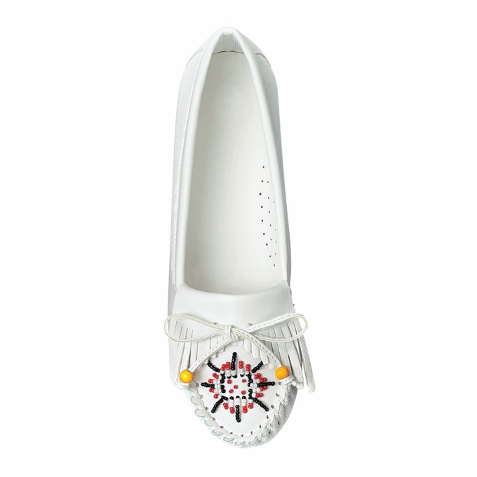 Beaded Moccasin, White, large