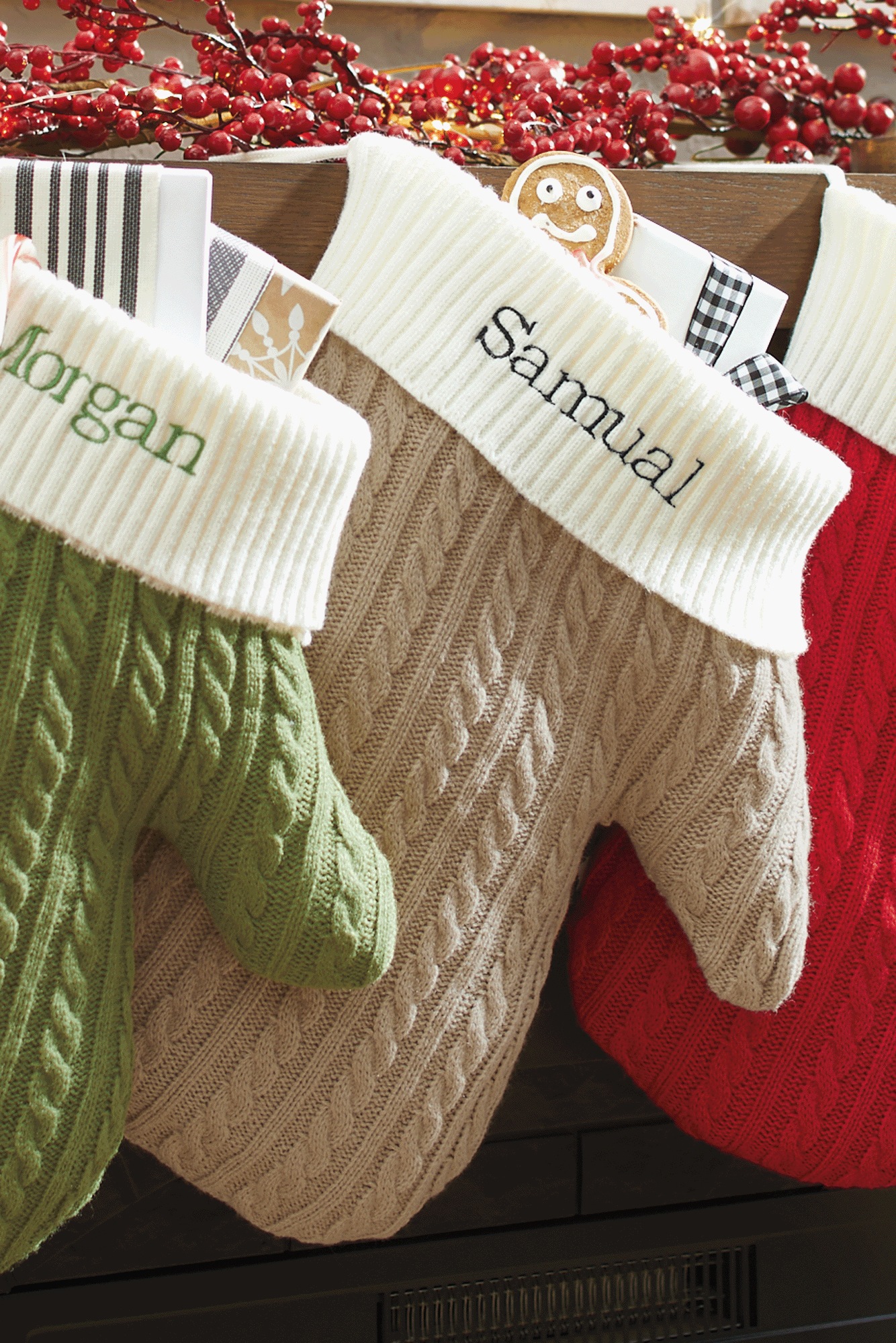 Mitten Stocking, Taupe, large