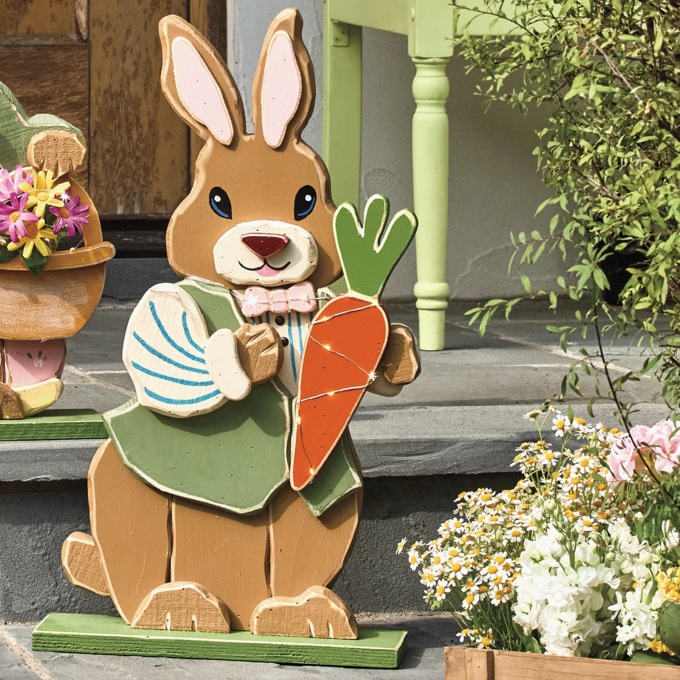 Chunky Wood Cutouts Lit Boy or Girl Bunny - Buy Both and Save, , large