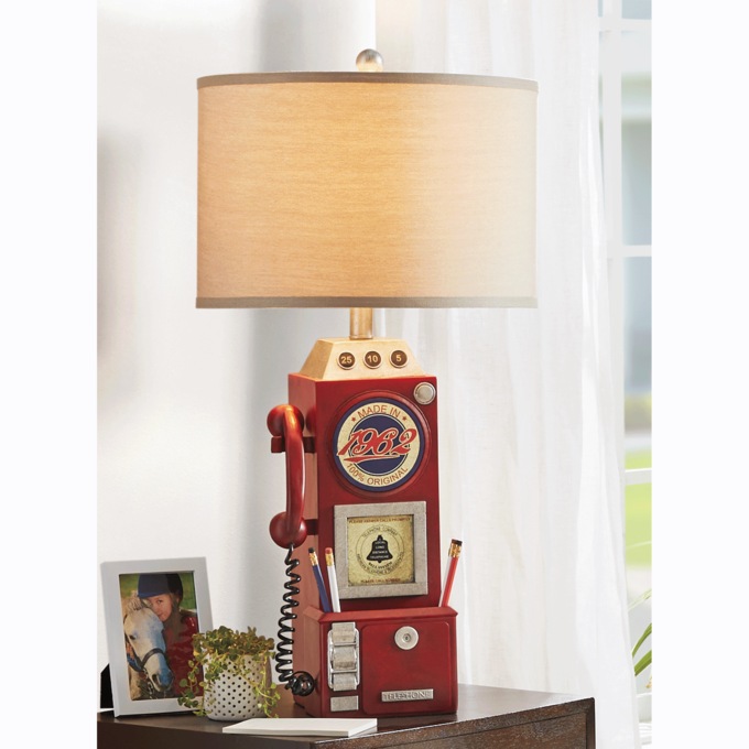 Retro Telephone Lamp with Front Storage