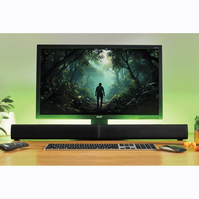 SoundPro Lit 2-in-1 Stereo Speaker/Soundbar System, Black, large