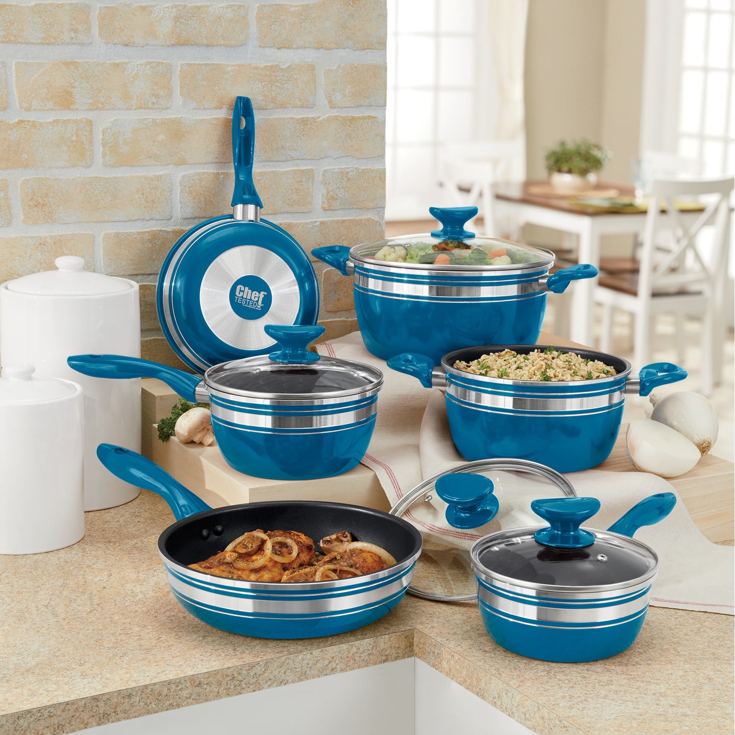 SereneLife 11 Piece Pots and Pans Non Stick Chef Kitchenware Cookware Set,  Blue, 1 Piece - Kroger