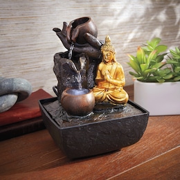 Lit Buddha Table Fountain, , large