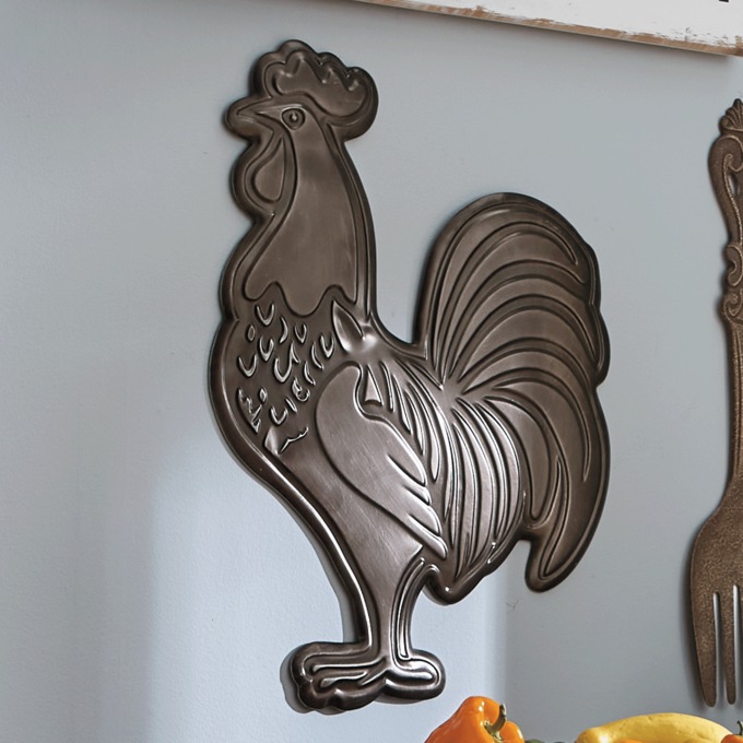 Rustic Rooster Wall Art, Brown, large