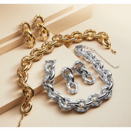 Link/Crystal Necklace &amp; Earring Set, , large