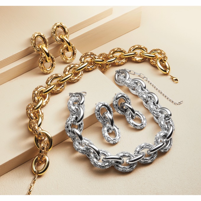 Link/Crystal Necklace & Earring Set, , large