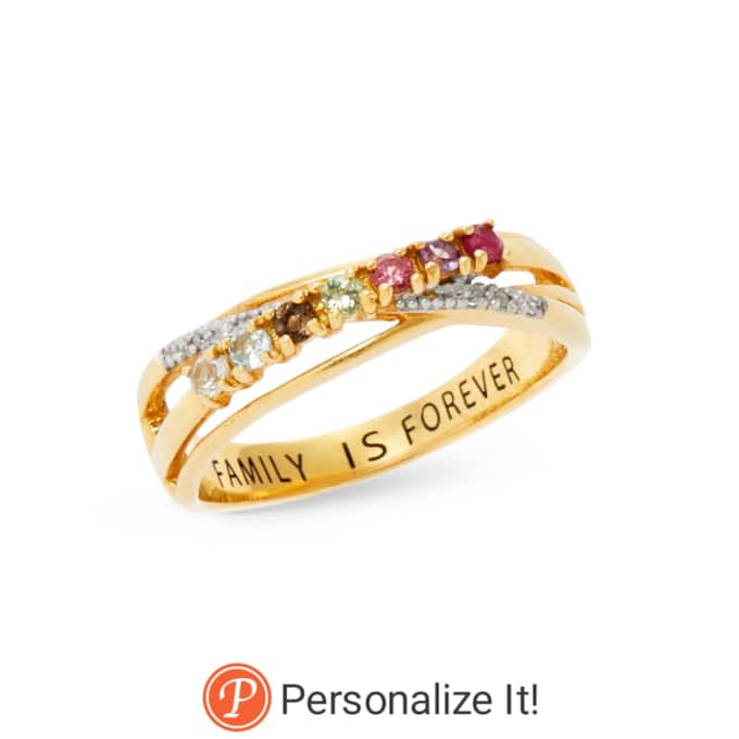 Mothers birthstone crossover online ring