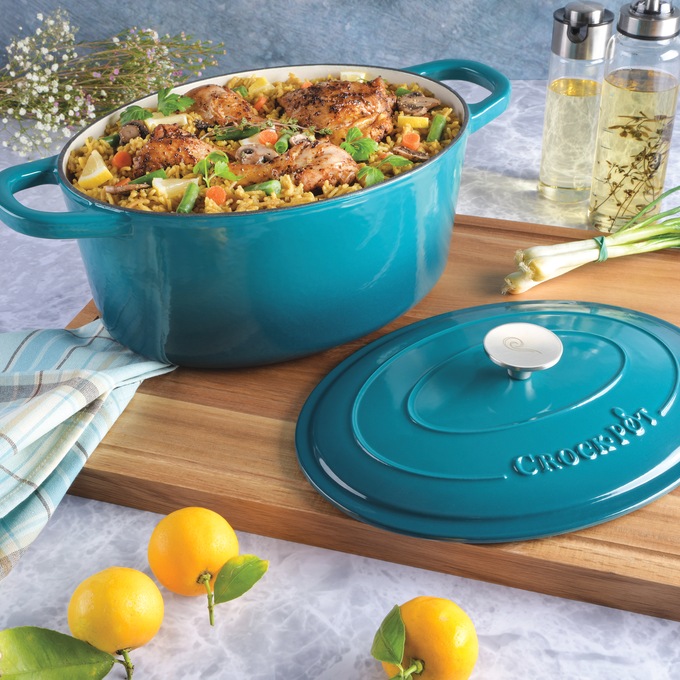 Crock Pot Artisan 7-qt. Enameled Cast Iron Oval Dutch Oven with Lid, , large