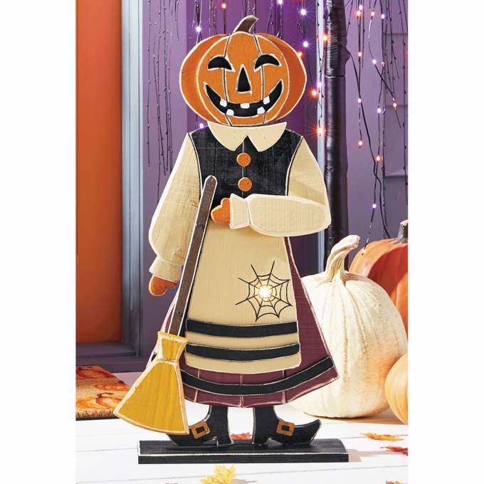 Chunky Wood Lit Mr. or Mrs. Halloween, , large