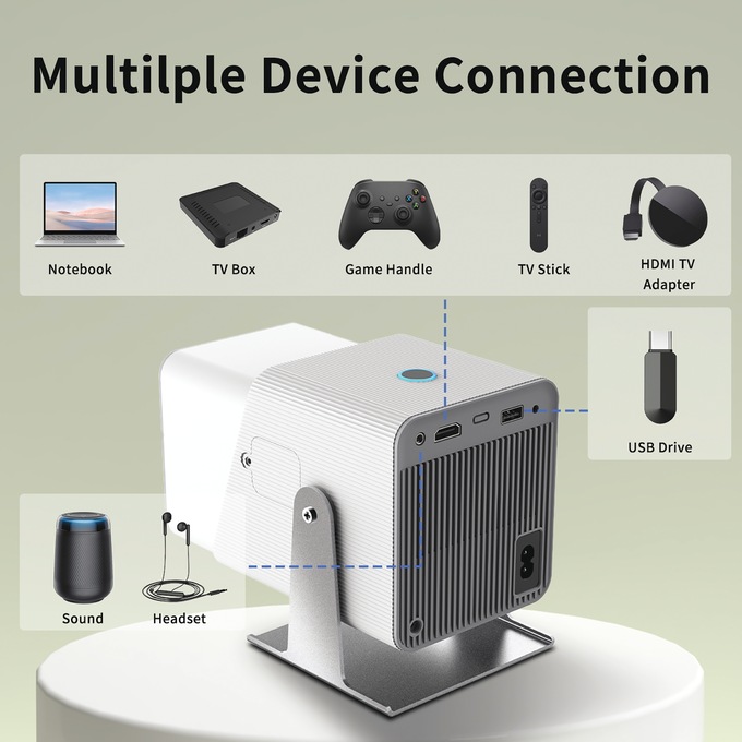 Intelligent Galaxy Mini LCD Projector, White, large