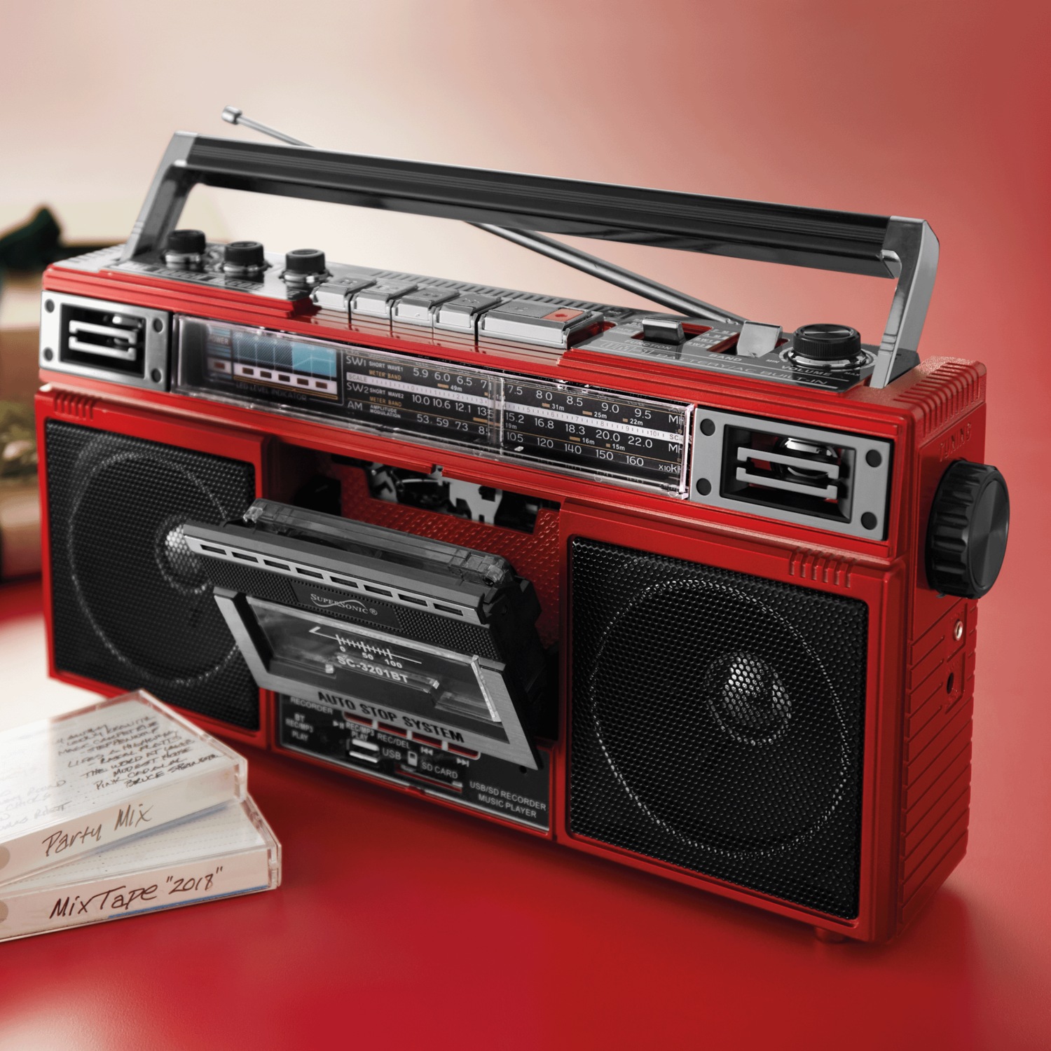 Supersonic 4-Band Radio and Cassette Player with Bluetooth