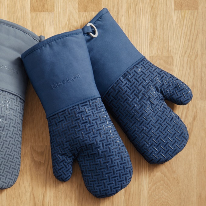 2-Pack Finn Silicone Oven Mitts, Denim, large