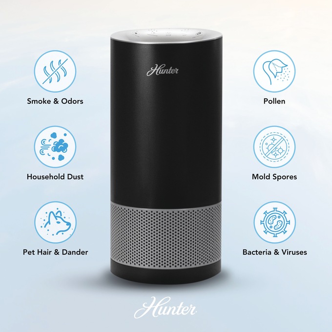 Hunter HP450 HEPA/UVC Tower Air Purifier, Black, large