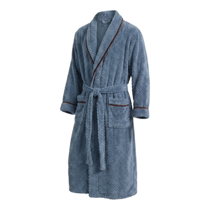 Men&rsquo;s Plush Textured Fleece Robe with Shawl Collar and Belt, , large