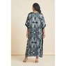 Alluring Long Caftan with V-Neck, Twilight Teal, large