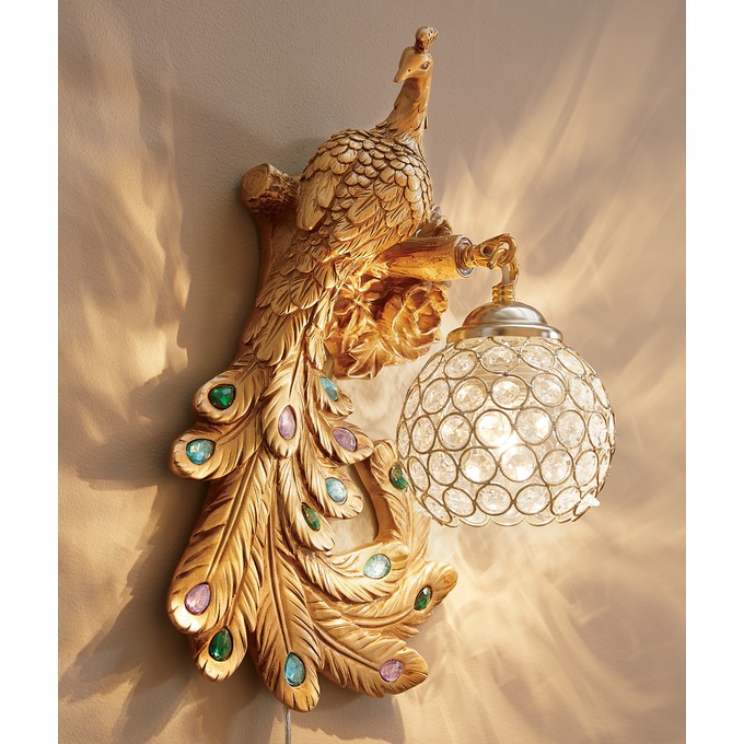 Crystal Peacock Sconce, , large