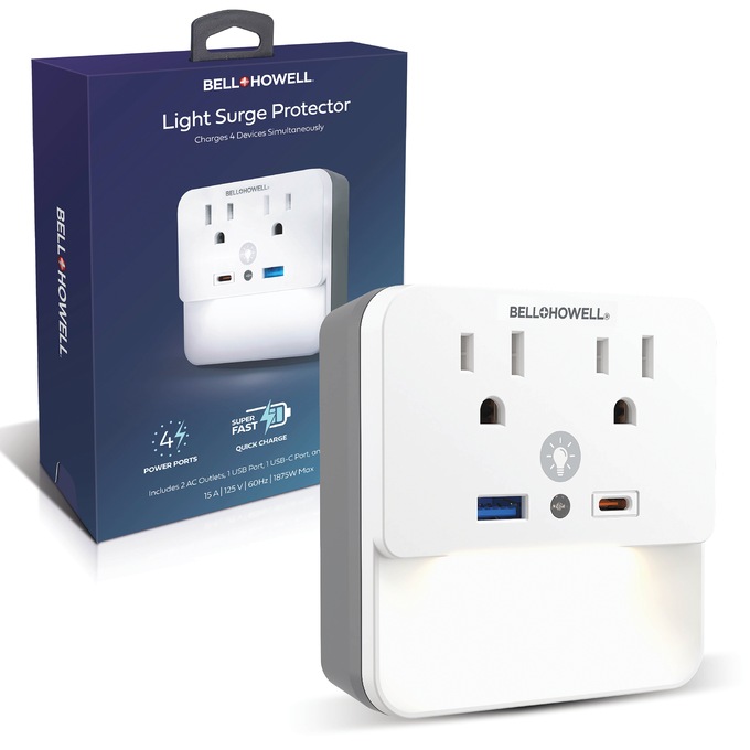 Bell+Howell Light Surge Protector, White, large