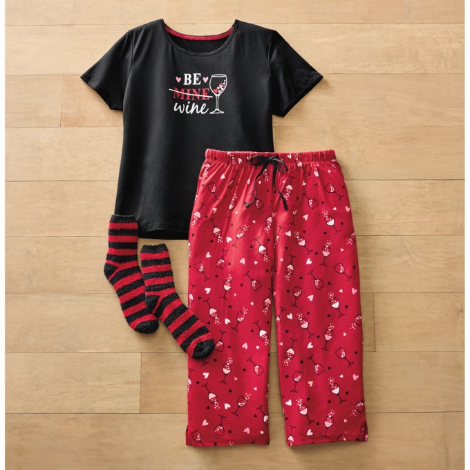 3-Piece Be Wine PJ Set, , large