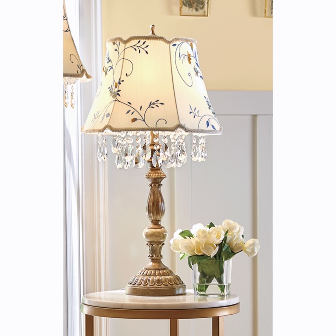 Embroidered Crystal-Accented Table Lamp, , large
