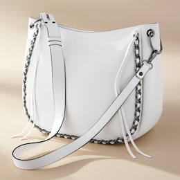 Justine Faux-Leather Hobo Bag &ndash; Shoulder Purse with Chain Tassel Detail for Women, , large