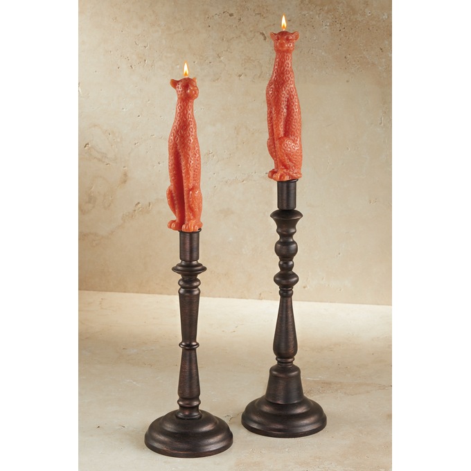 Set of 2 Leopard Taper Candles, Red, large