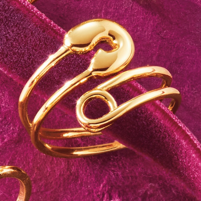 Sterling Safety-Pin Ring, , large