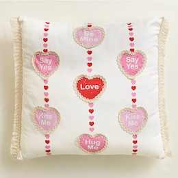 Embroidered Conversation Heart Pillow, , large