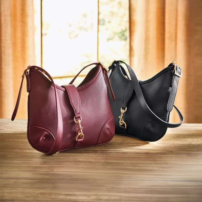 Horsebit Faux Leather Hobo, , large