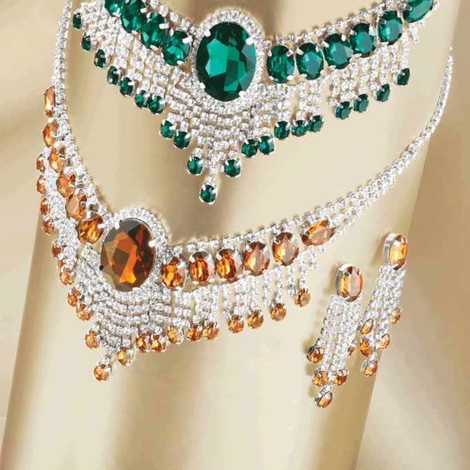 Crystal Necklace and Earring Set, , large