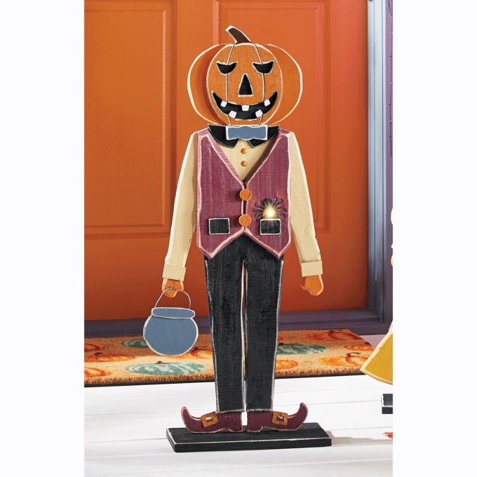 Chunky Wood Lit Mr. or Mrs. Halloween, , large