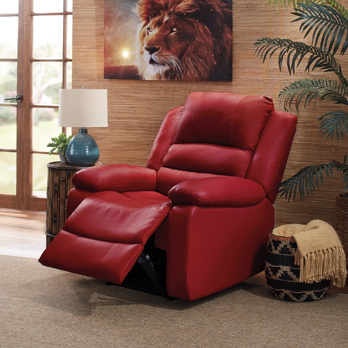 Overstuffed Recliner, Red, large