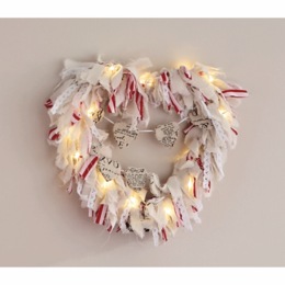 Fabric Heart Wreath, , large