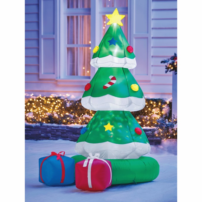 Rotating Christmas Tree Inflatable with Glowing Lights, , large