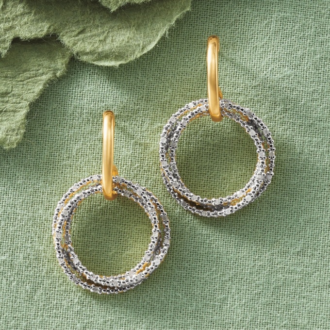 Diamond-Accented Loop Earrings, , large