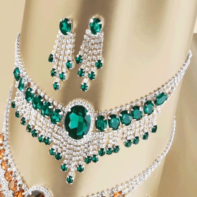 Crystal Necklace and Earring Set, , large