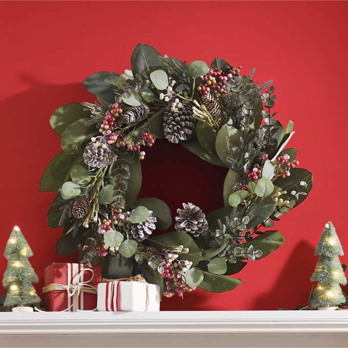 Magnolia Leaf and Berry Wreath, , large