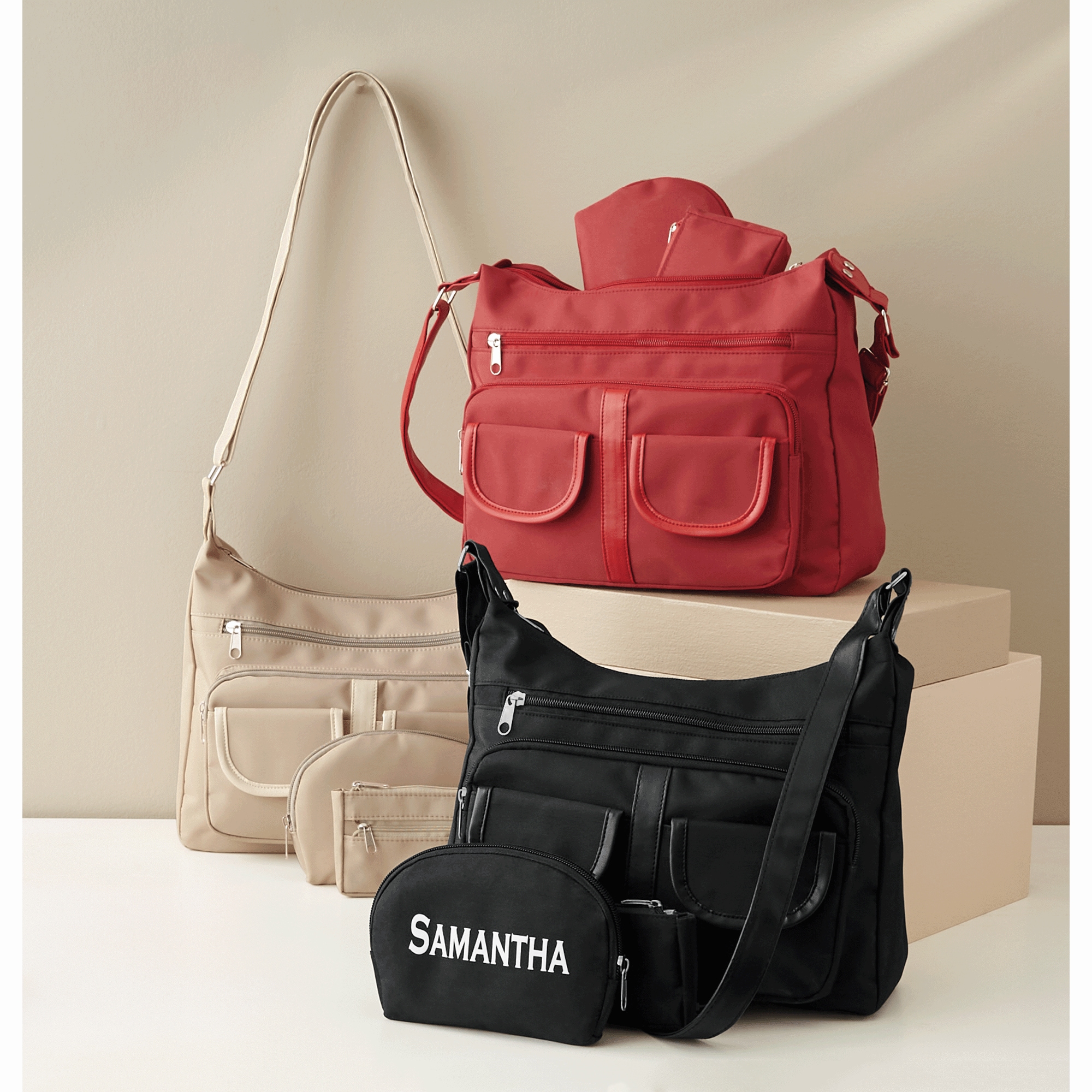 3-Piece Multi-Pocket Satchel Set, , large