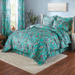 Bright Paisley Complete Bed Set, Panel Pair and Valance, , large