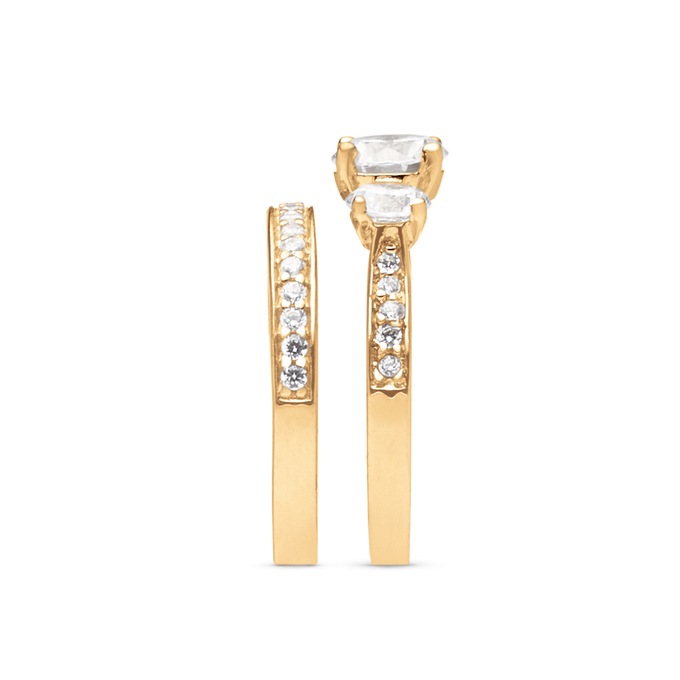 White Topaz 3 Solitaire Bridal Set, , large