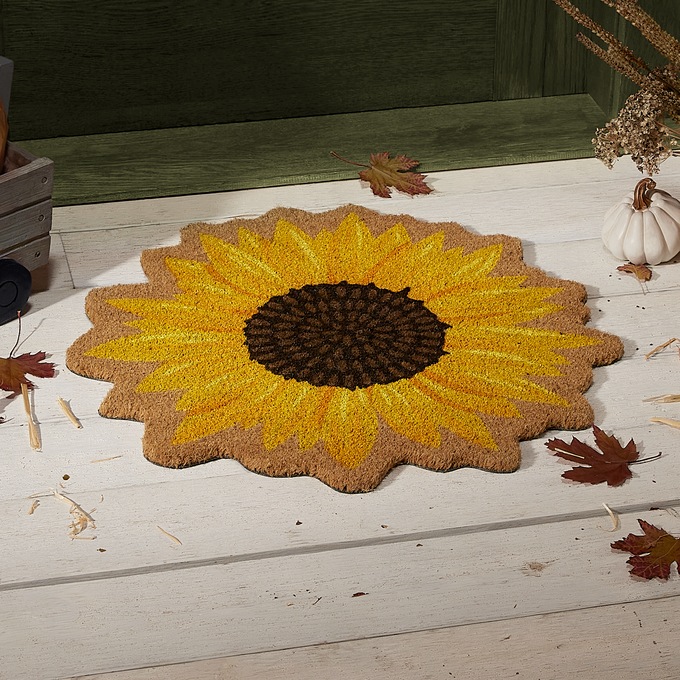 Sunflower Shaped Indoor/outdoor Coir Mat - 24" Diam., , large