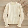 Nora Ribbed Women's Sweater with Pointelle Balloon Sleeves and Mockneck, , large