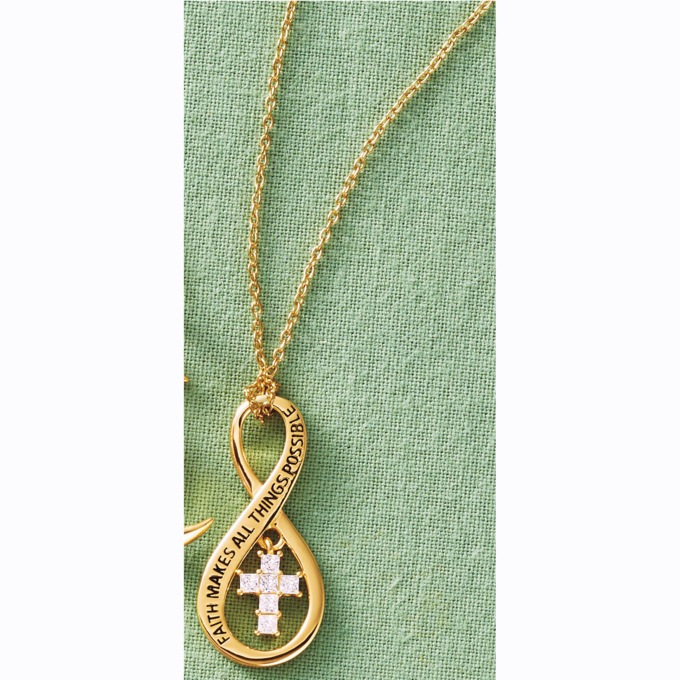 Cubic Zirconia Cross/Infinity Faith Possible Pendant, , large