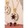 Gemstone Oval Frame Necklace & Earring Set, , large
